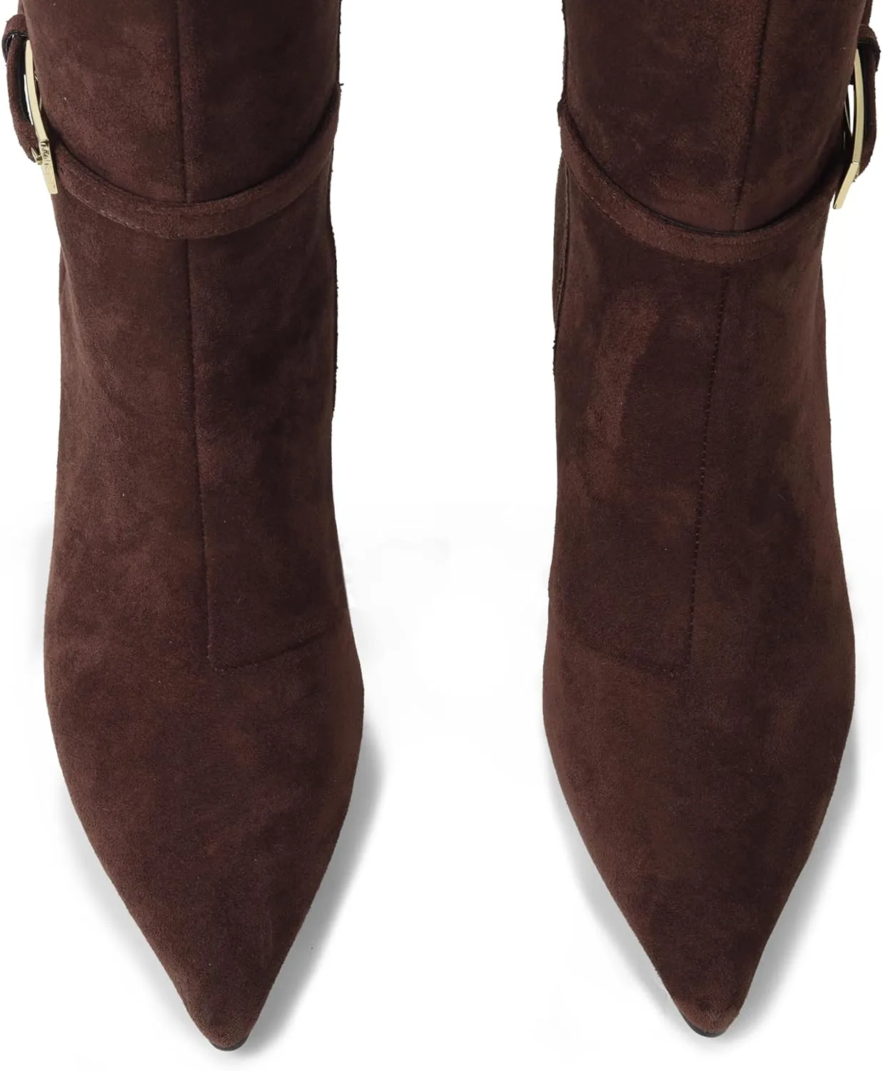 Knee High Boots Women Stiletto High Heel 3.3in, Side Zipper Pointed Toe Metal Buckle Tall Boots Dress Boots for Women, Comfortable Faux Leather Below the Knee Long Boots