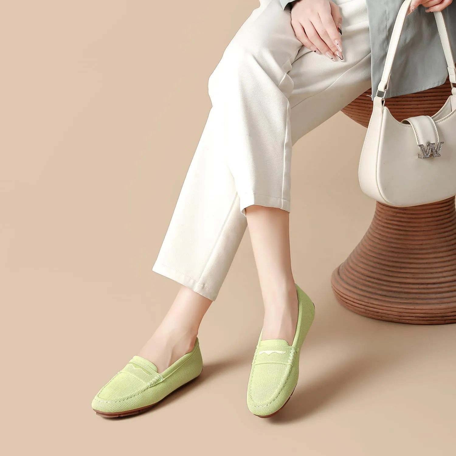Knit Loafers for Women Comfortable Casual Slip On Driving Flats Shoes Comfortable Walking Boat Shoes