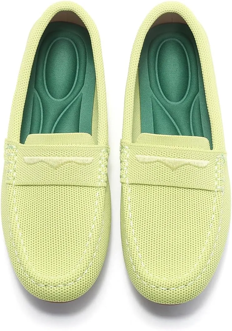 Knit Loafers for Women Comfortable Casual Slip On Driving Flats Shoes Comfortable Walking Boat Shoes