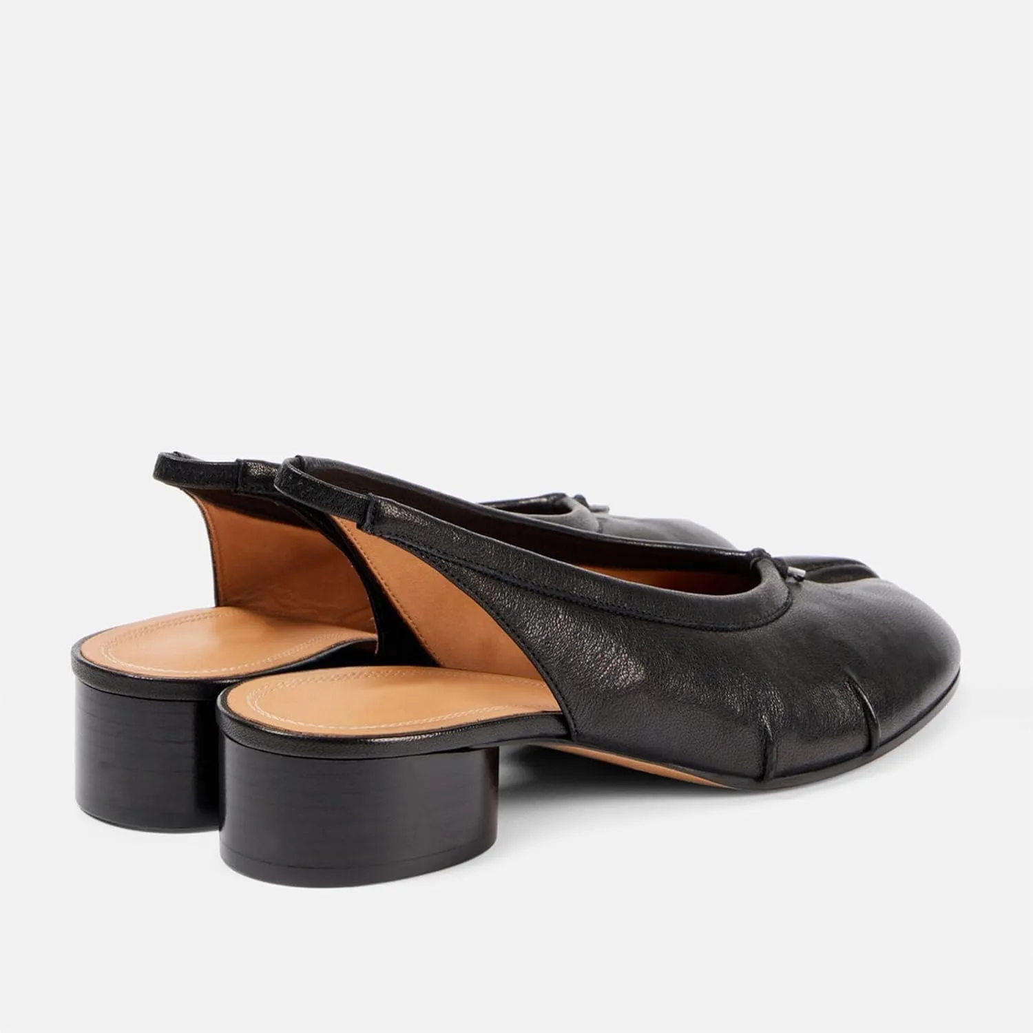 KOKOMOMO Black Split Toe Slingback Heels for Women Japanese Tabi Shoes Cylindrical Block Heels Pumps Chunky Heel Office Wedding Party Dress Shoes