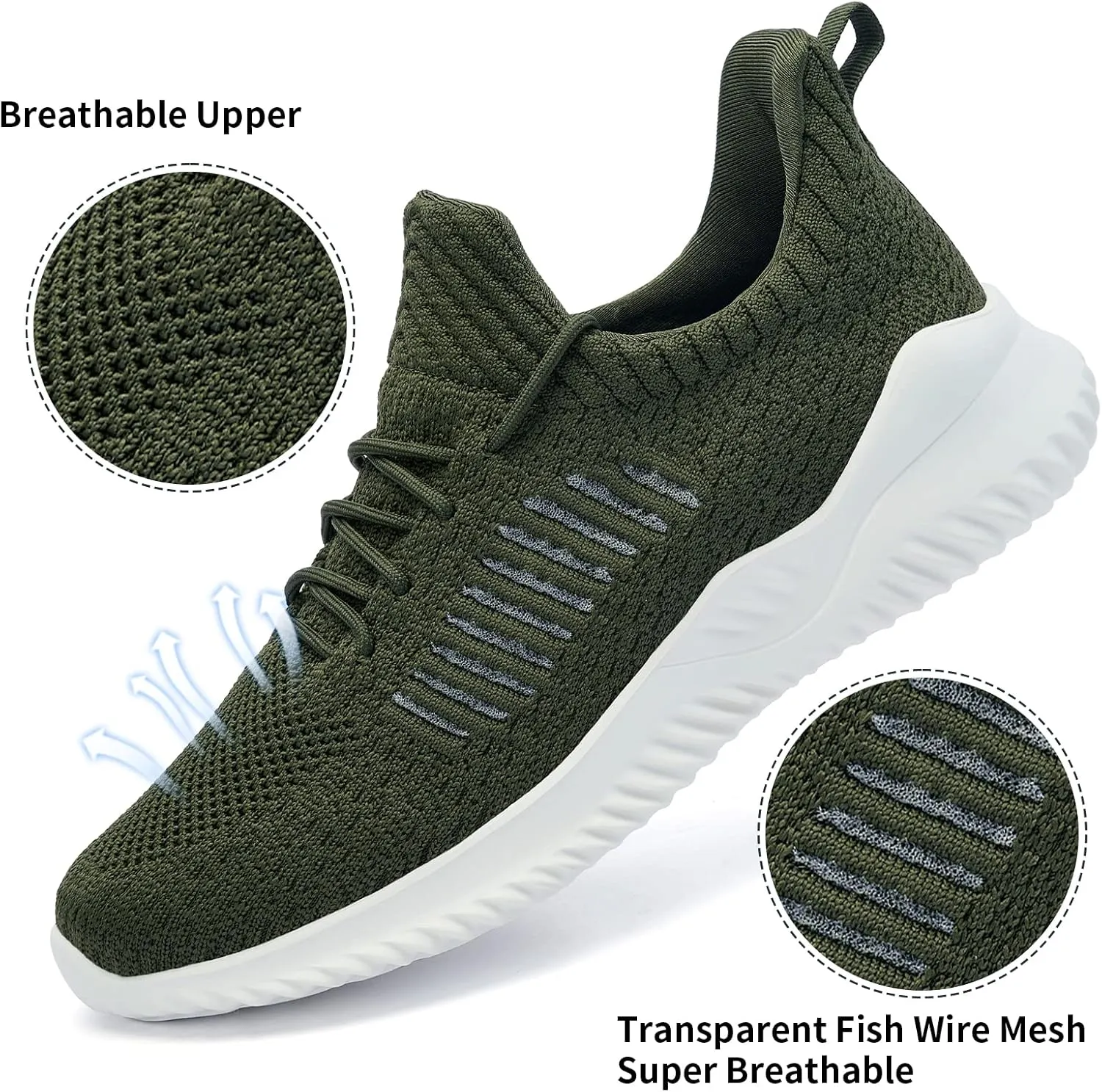 KPP Walking Shoes for Men Breathable Tennis Running Gym Sneakers Slip On Memory Foam Shoes