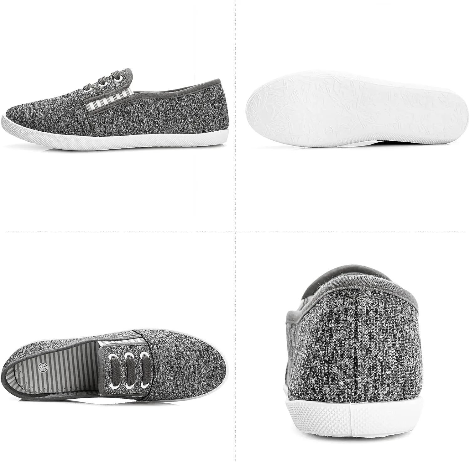 kufeiti Women's Canvas Slip On Shoes Sneakers for Women Fashion Comfortable White Black Elastic Sneakers for Women