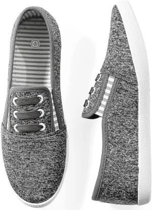 kufeiti Women's Canvas Slip On Shoes Sneakers for Women Fashion Comfortable White Black Elastic Sneakers for Women