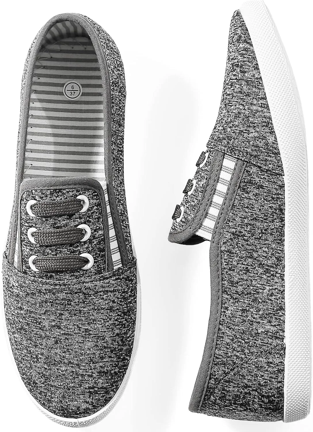 kufeiti Women's Canvas Slip On Shoes Sneakers for Women Fashion Comfortable White Black Elastic Sneakers for Women