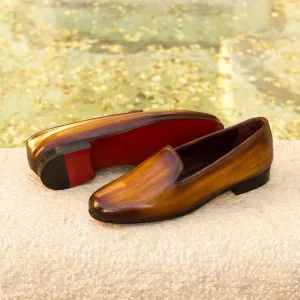 Ladies Rosa Slip On in Hand Painted Cognac Patina Calf Leather