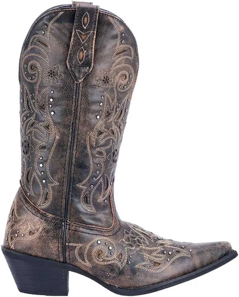 Laredo Womens Vanessa Snip Toe Dress Boots Mid Calf Mid Heel 2-3" - Black, Brown