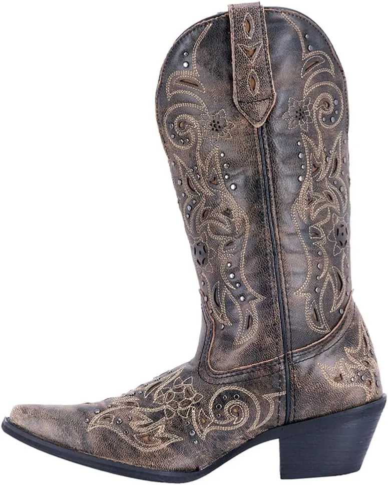 Laredo Womens Vanessa Snip Toe Dress Boots Mid Calf Mid Heel 2-3" - Black, Brown