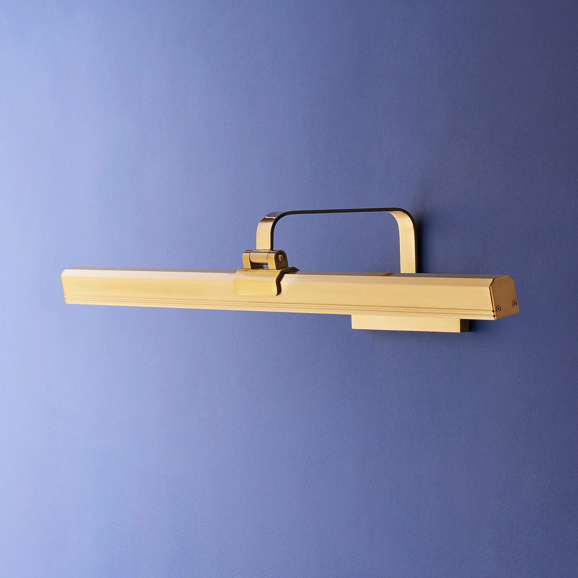 Larger Marcel rechargeable picture light in antique brass finish