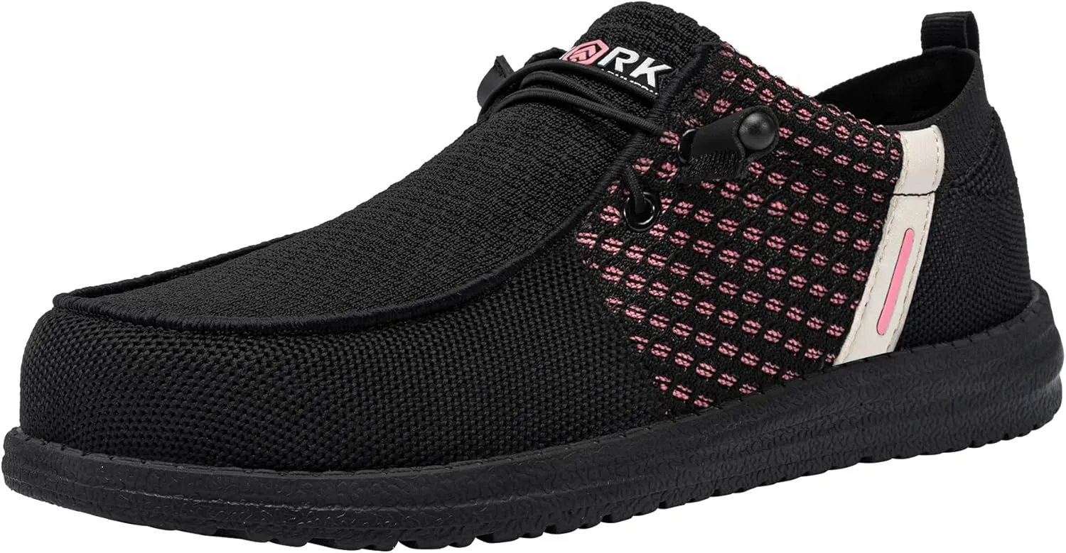 LARNMERN Steel Toe Loafers Women Lightweight Comfortable Slip On Walking Casual Flats Sneakers Work Safety Shoes