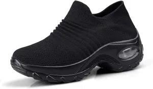 LEADER SHOW Women's Casual Walking Shoes Comfortable Loafers Slip-On Nursing Shoes Fashion Platform Sneakers