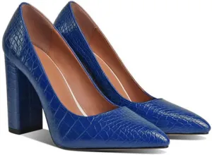 LEHOOR Women Chunky High Heel Pumps Pointed Toe Animal Print Suede Closed Toe Sandals 4 Inch Block Heel Slip On Dress Pumps Shoes Sexy Chic Office Ladies Evening Party 4-11 M US