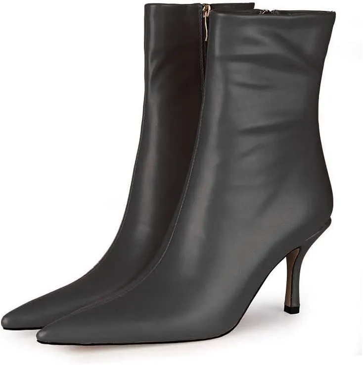 LEMUTISME Women's Trendy Snakeskin Booties Chic Pointed Toe Side Zip 3IN Stiletto High Heels Dress Fashion Ankle Boots For Office Party