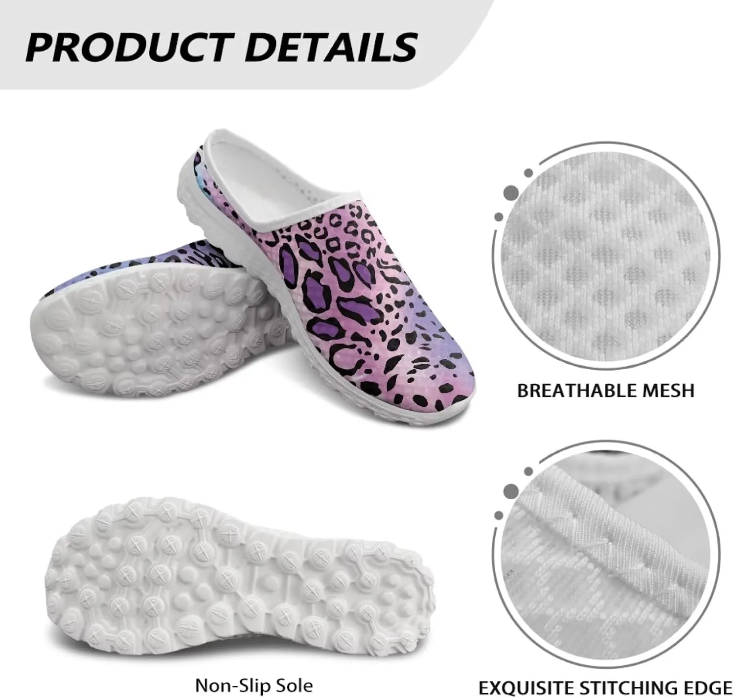 Leopard Print Women Barefoot Slip On Shoes Anti-Slip Mule Sneakers with EVA Outsole Cute Summer Yoga Walking Shoes