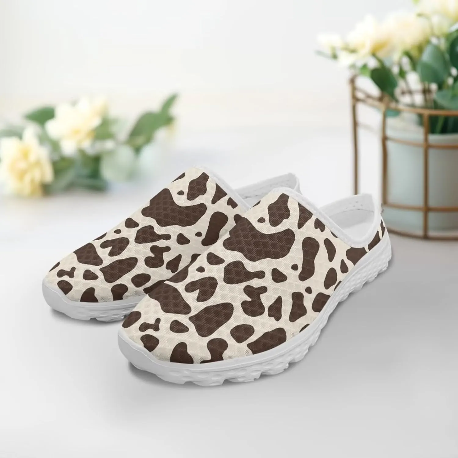 Leopard Print Women Barefoot Slip On Shoes Anti-Slip Mule Sneakers with EVA Outsole Cute Summer Yoga Walking Shoes
