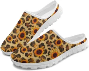 Leopard Print Women Barefoot Slip On Shoes Anti-Slip Mule Sneakers with EVA Outsole Cute Summer Yoga Walking Shoes