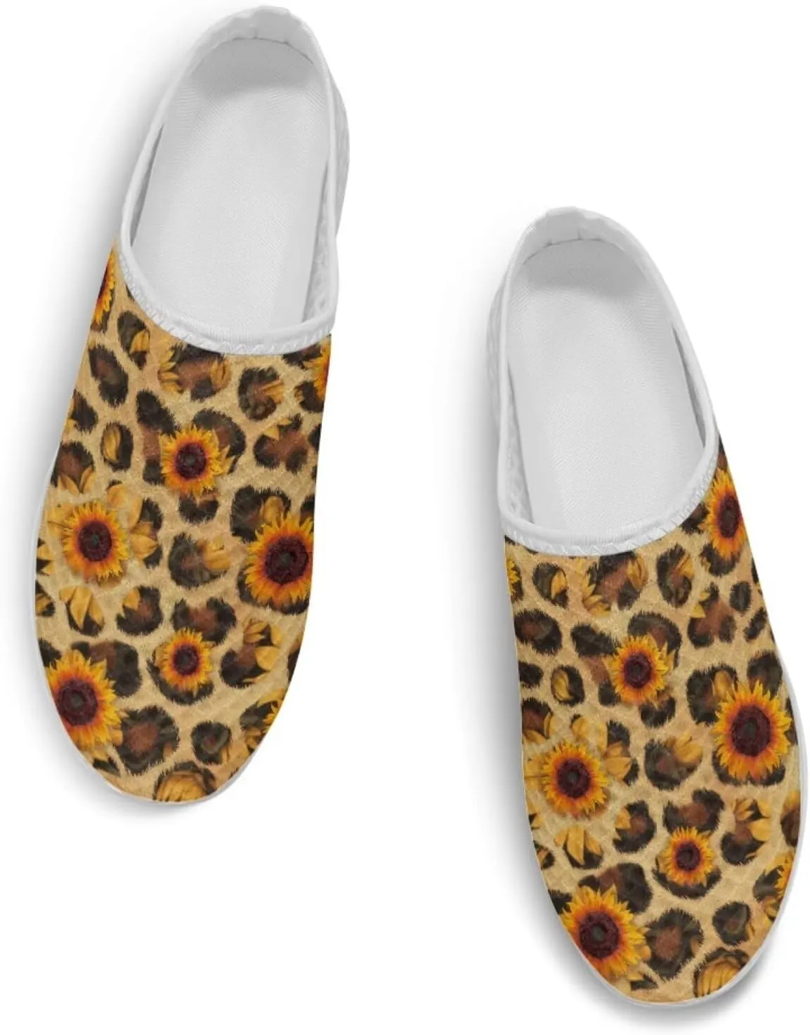 Leopard Print Women Barefoot Slip On Shoes Anti-Slip Mule Sneakers with EVA Outsole Cute Summer Yoga Walking Shoes