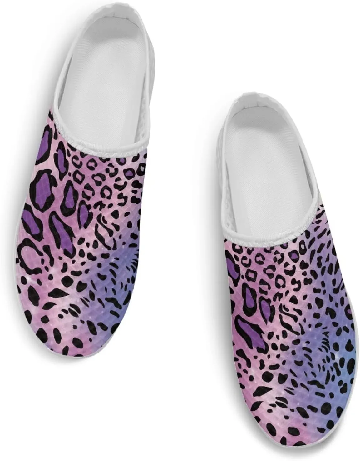 Leopard Print Women Barefoot Slip On Shoes Anti-Slip Mule Sneakers with EVA Outsole Cute Summer Yoga Walking Shoes