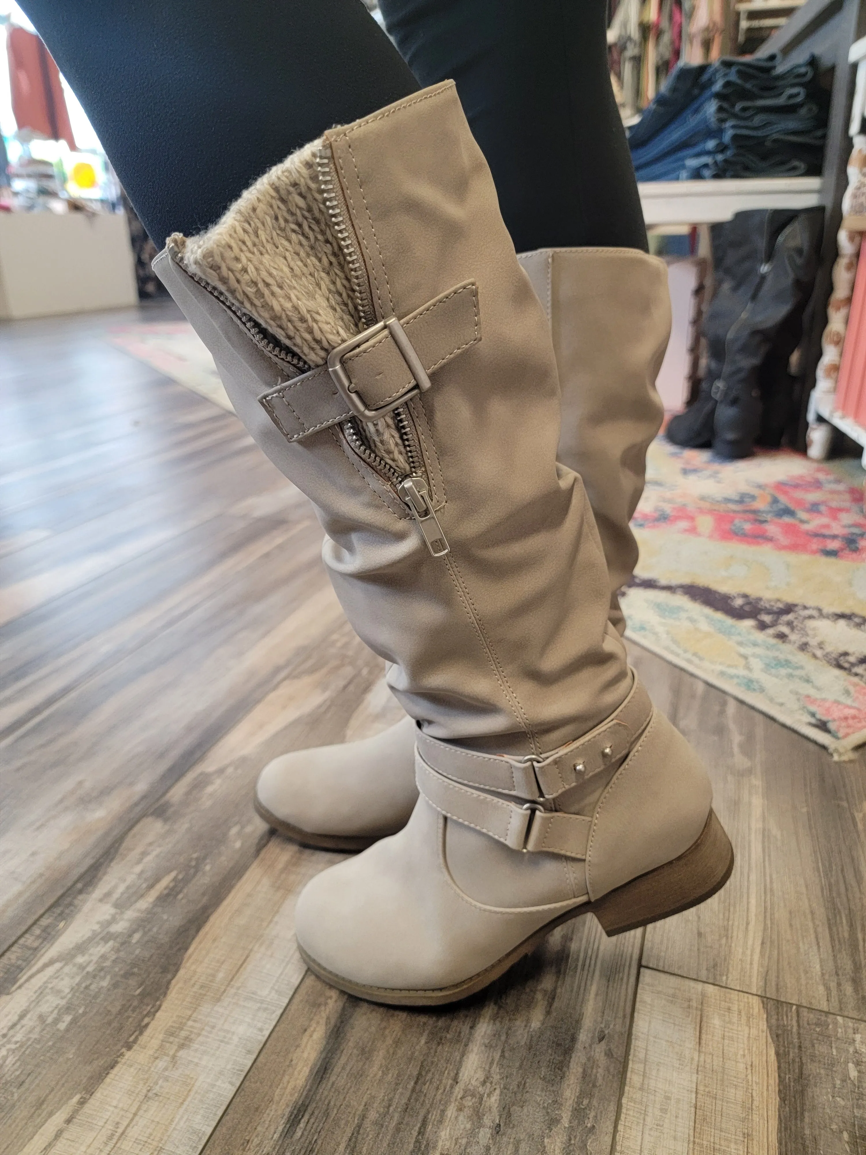 Light Grey Buckle Boot