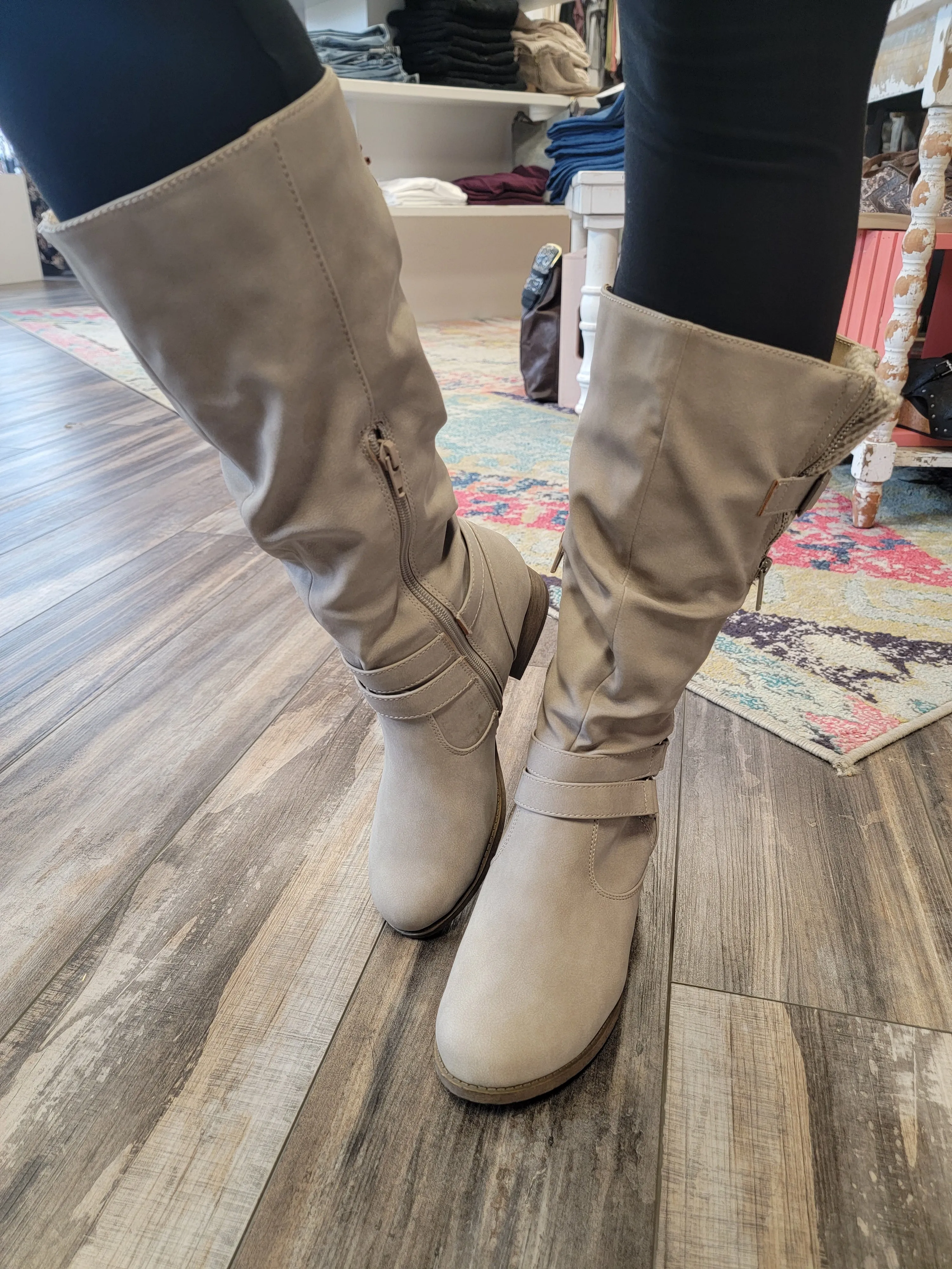 Light Grey Buckle Boot
