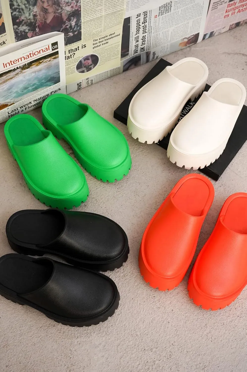 Lightweight Mule Clog Platform Sandals for Women - Comfortable, Non-Slip, Waterproof with Chunky Heels and Lug Sole - Fashionable Women's Sandals with Memory Foam Insole