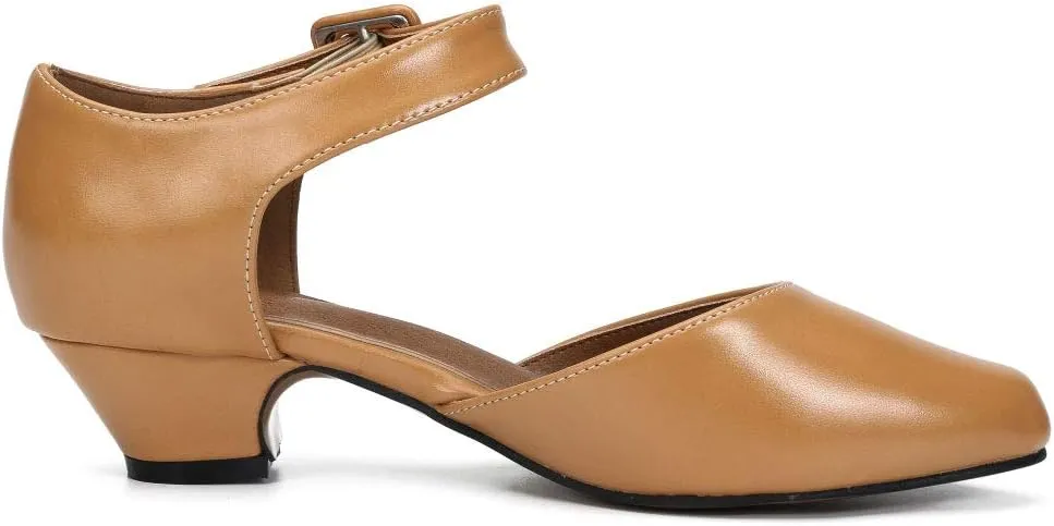 LIURUIJIA Women's Closed Toe Low Chunky Heel Pumps Ankle Strap Dress Shoes for Work Wedding Party Dance