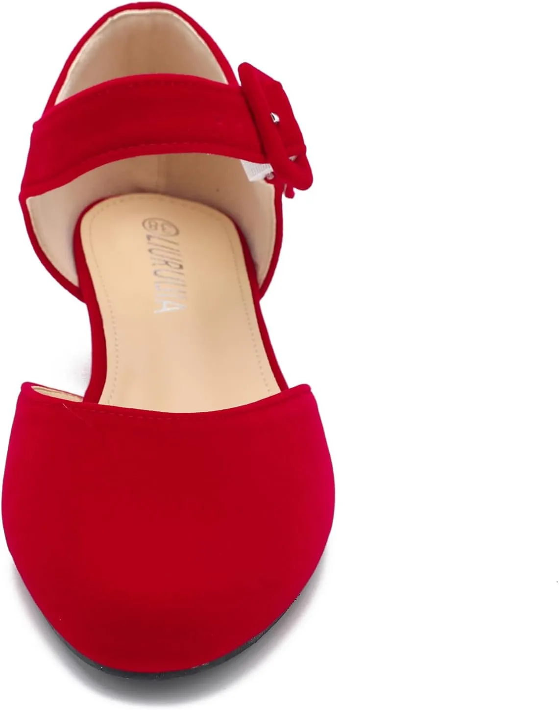 LIURUIJIA Women's Closed Toe Low Heel Dress Shoes Ankle Strap D'Orsay Work Office Comfortable Pumps