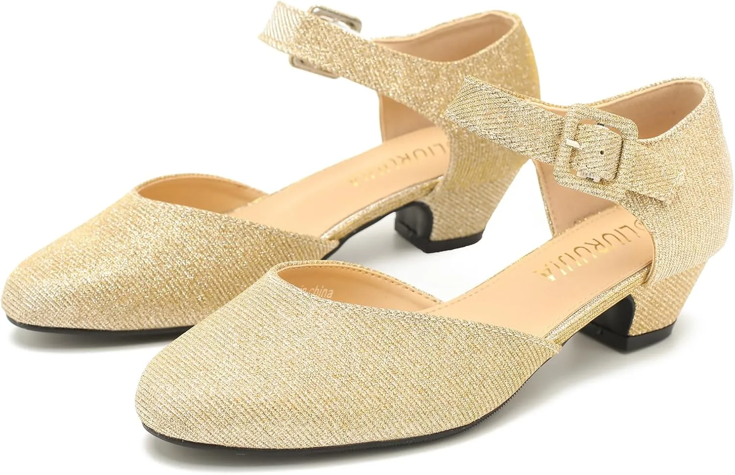 LIURUIJIA Women's Closed Toe Low Heel Dress Shoes Ankle Strap D'Orsay Work Office Comfortable Pumps