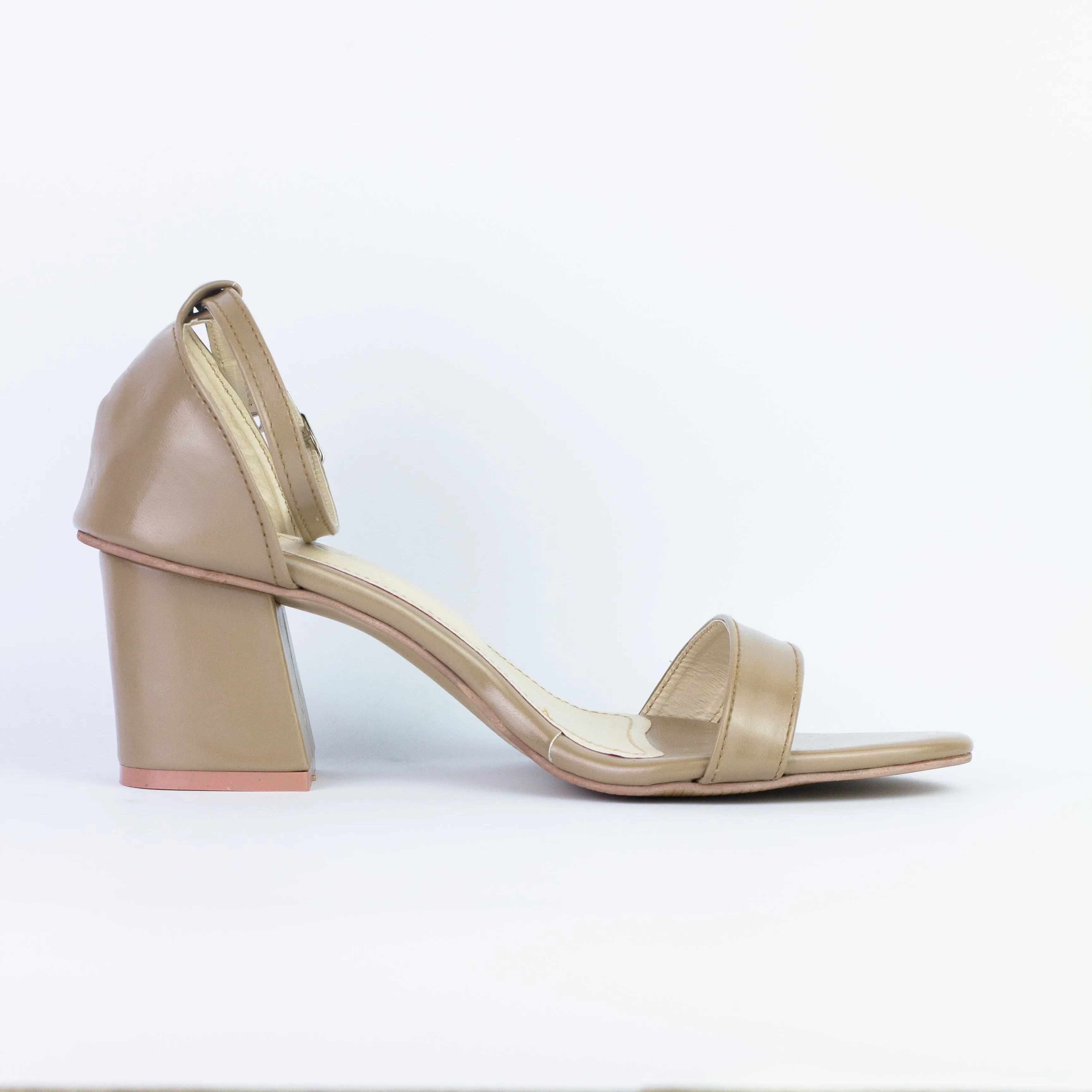 Liza Nude Chunky high Block Heel Sandal -11031
