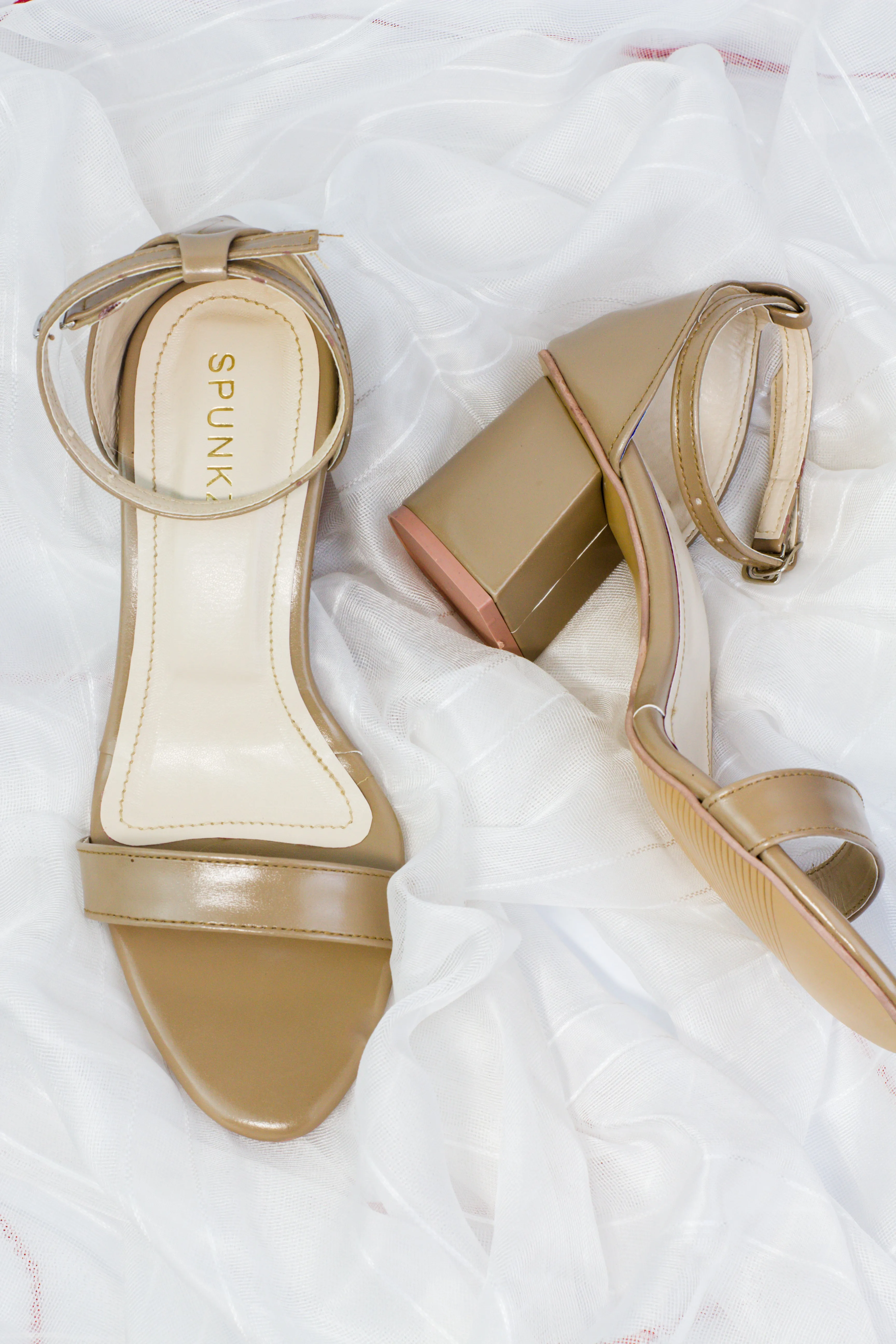 Liza Nude Chunky high Block Heel Sandal -11031