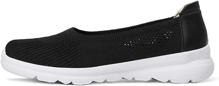LLTMALL Women's Mesh Slip on Sneakers Comfortable Knit Ballet Flats Shoes