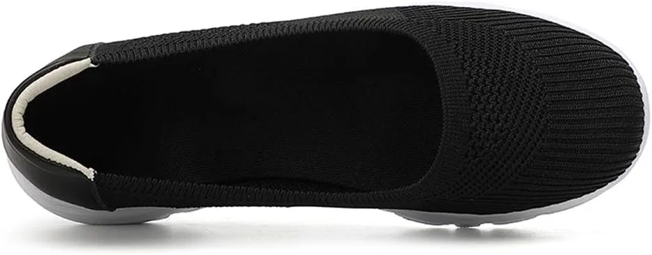 LLTMALL Women's Mesh Slip on Sneakers Comfortable Knit Ballet Flats Shoes
