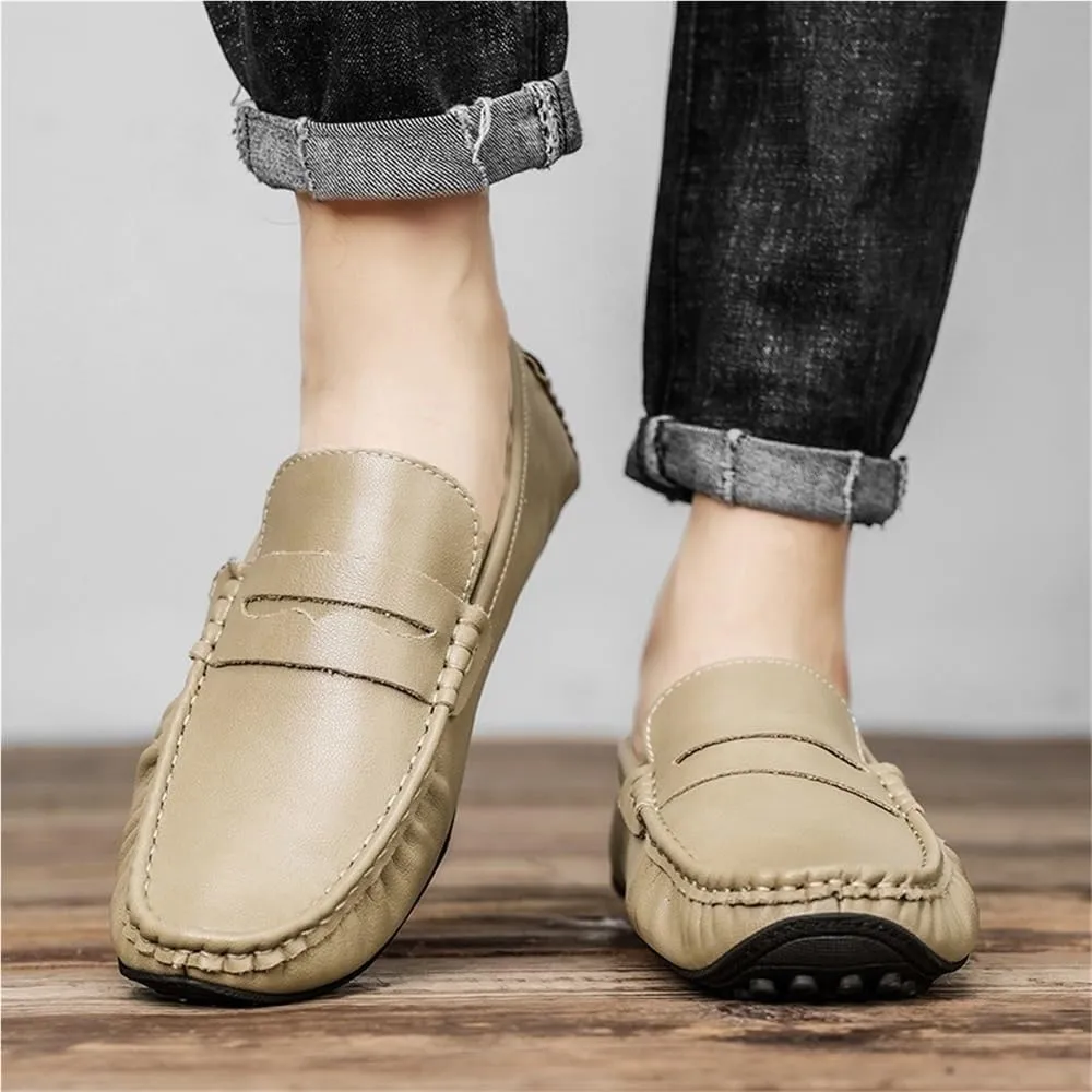 Loafers for Mens Vegan Leather Outdoor Driving Loafers Solid Color Party Wedding Non Slip Classic Slip-on