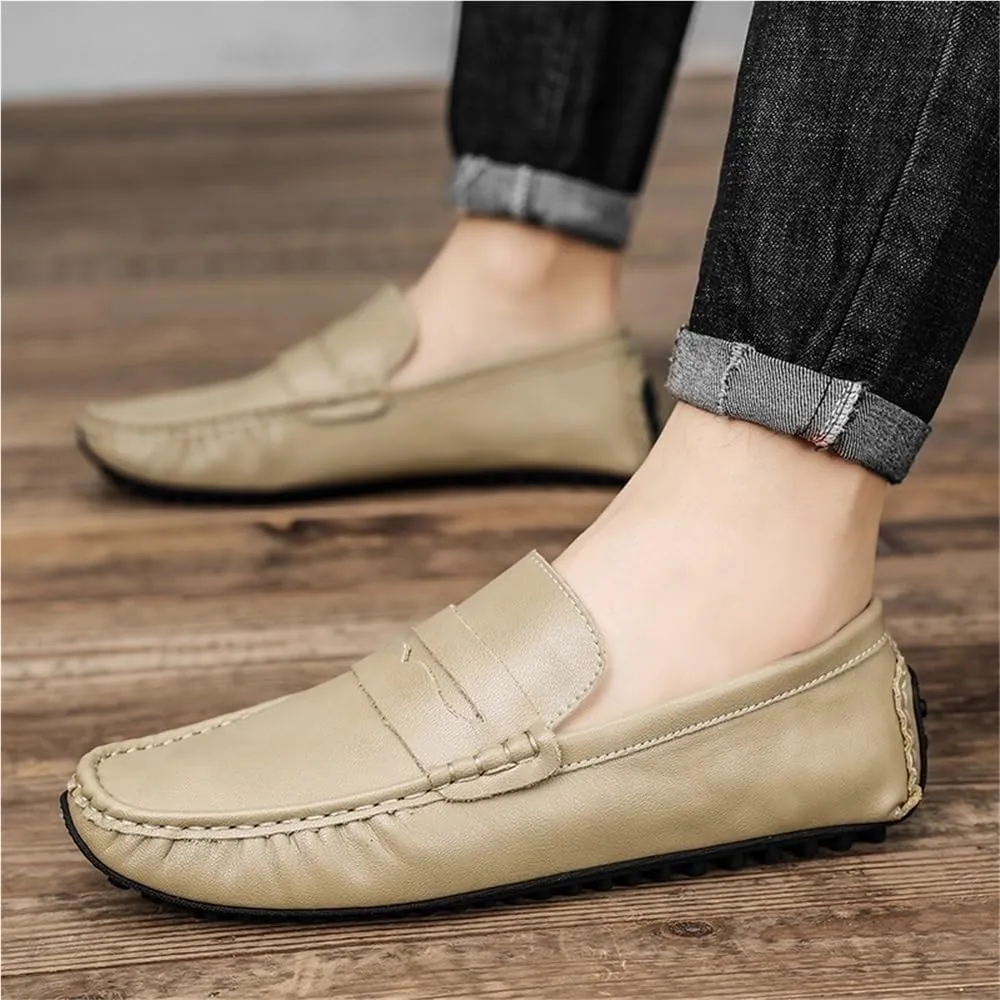 Loafers for Mens Vegan Leather Outdoor Driving Loafers Solid Color Party Wedding Non Slip Classic Slip-on