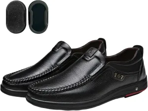 Loderin Mens Shoes Men's Business Arch Support Relaxed Fit Lightweight Breathable Cushioned Leather Slip-on Shoes