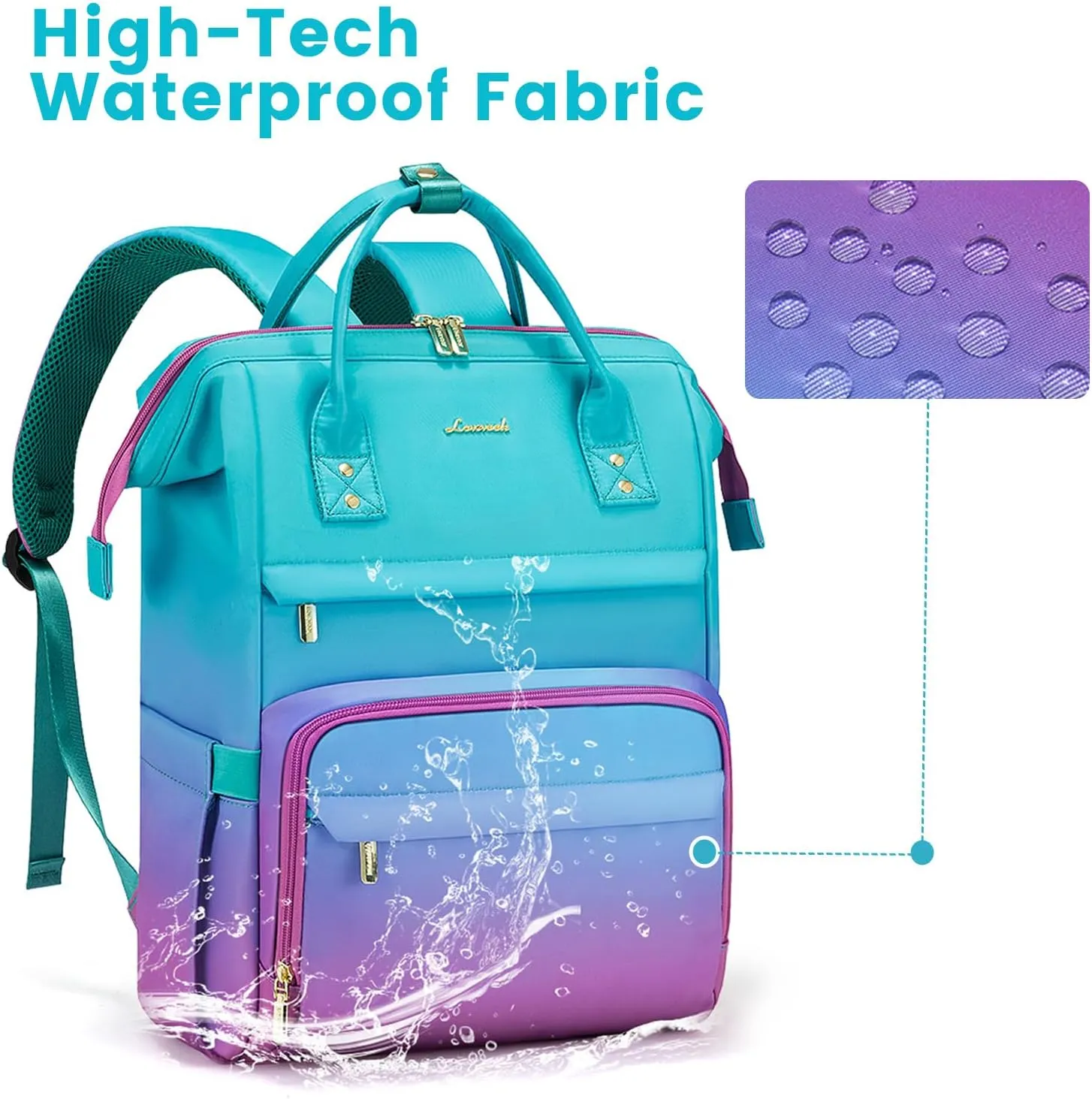LOVEVOOK Gradient Laptop Backpack for Women,15.6 Inch Work Computer Bakcpack Purse Laptop Bag With Anti-Theft Pocket,Waterproof Carry on Teacher College Backpack for Travel,Green-Red