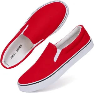 Low-Top Slip Ons Women's Fashion Sneakers Casual Canvas Sneakers for Women Comfortable Flats Breathable Padded Insole Slip on Sneakers Women Low Slip on Shoes
