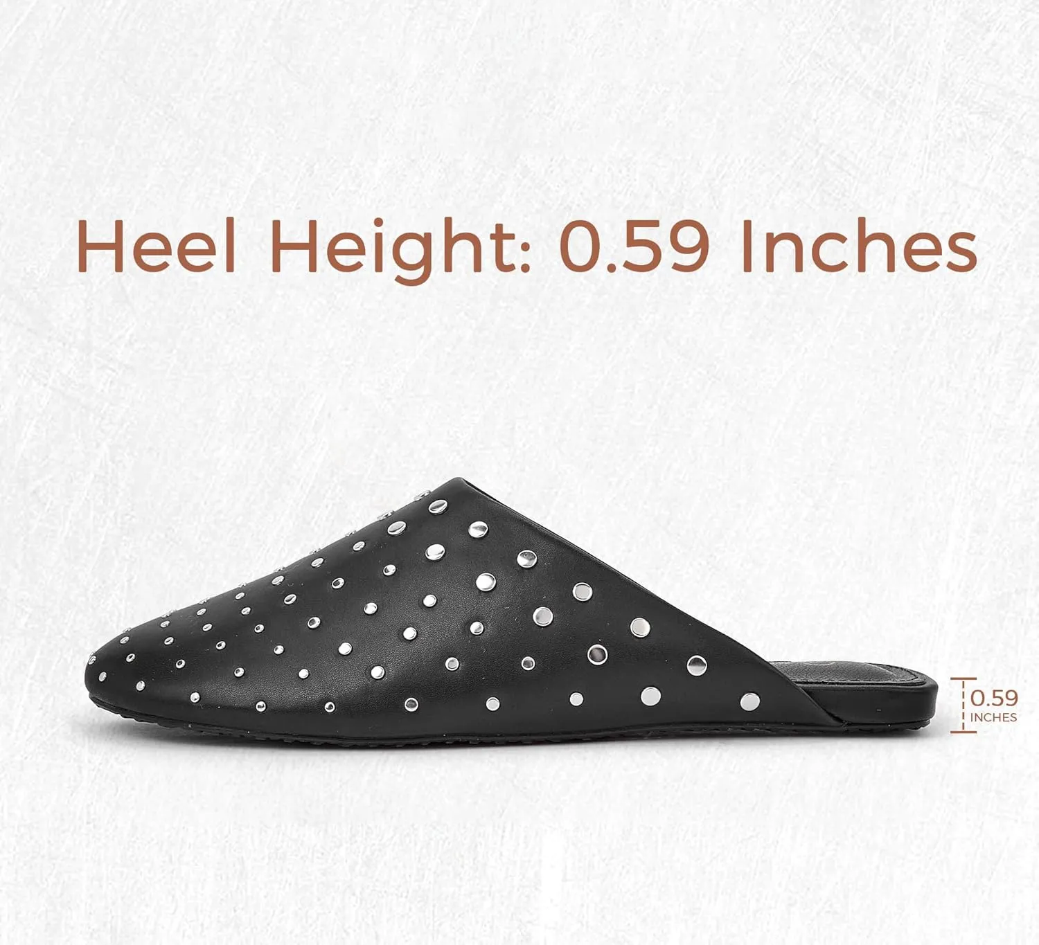 LUCKY STEP Women's Rivet Mules Flats Closed Toe Leather Fashion Slippers Sparkly Comfortable Backless Slip on Slides