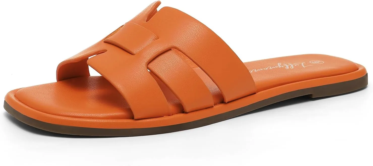Luffymomo Womens Slip on Flat Sandals Comfortable Summer Casual Slides Sandals