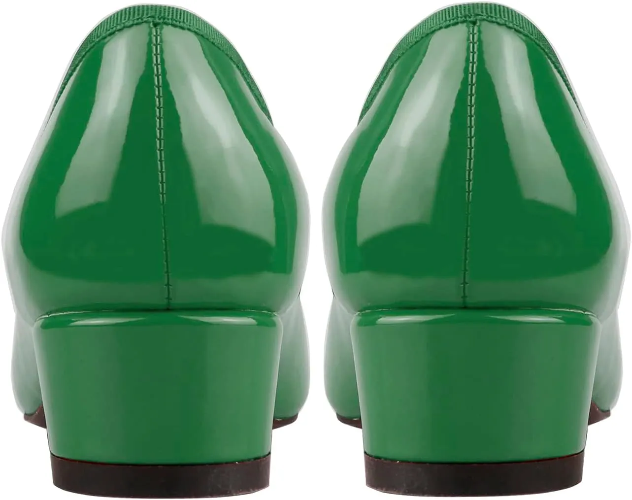 Lutalica W Women's Classic Closed Round Toe Patent Leather Comfortable Daily Slip On Bow Tie Chunky Heel Pumps Shoes