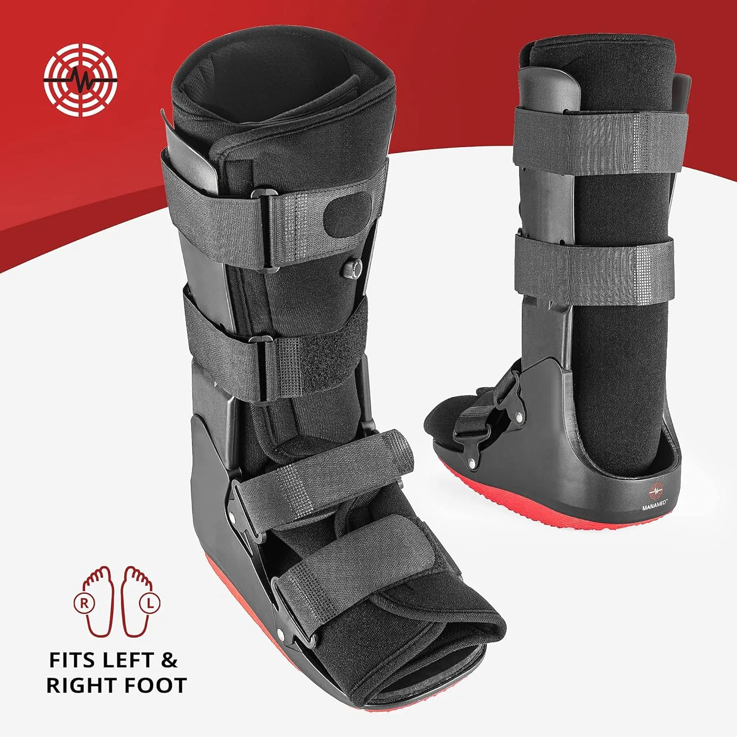 ManaMed ManaEZ Air Boot Tall CAM Boot | Orthopedic Walking Boot for Sprained Ankle with Air Pump | Foot Brace for Injured Foot, Ankle Sprain, Broken Toe & Post Surgery | Fracture & Cast Boots (Small)