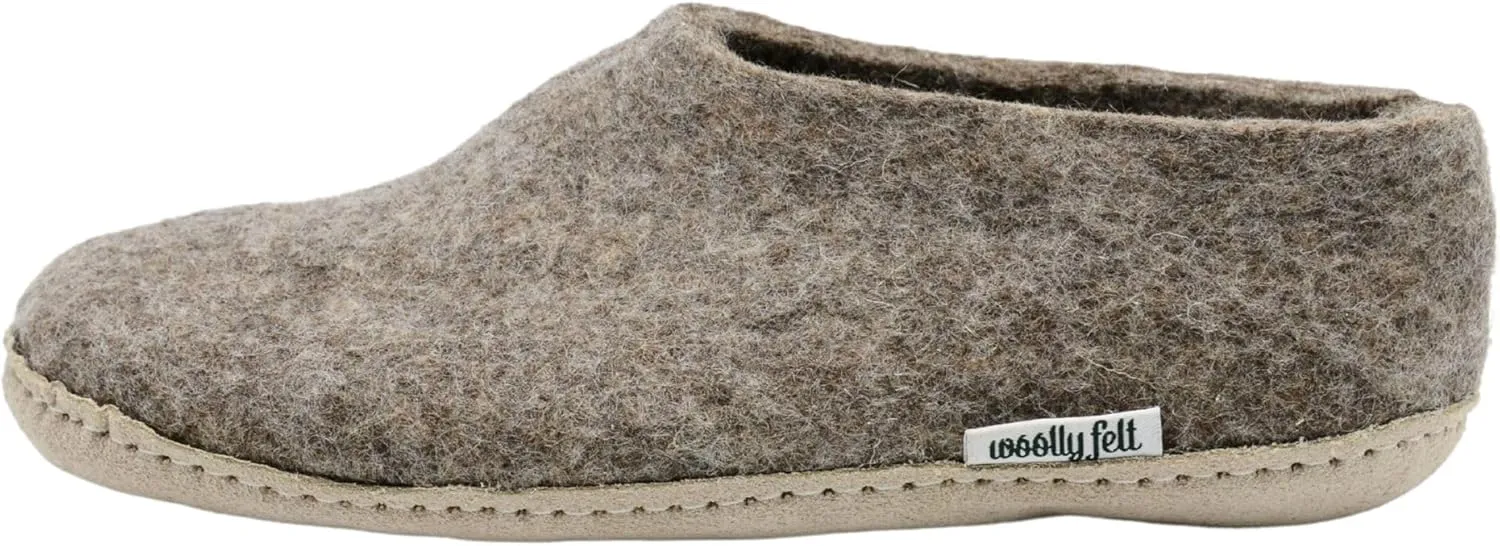 Marbled Brown Indoor Shoes, Pure Merino Wool Adult Slip On Shoes, Slippers