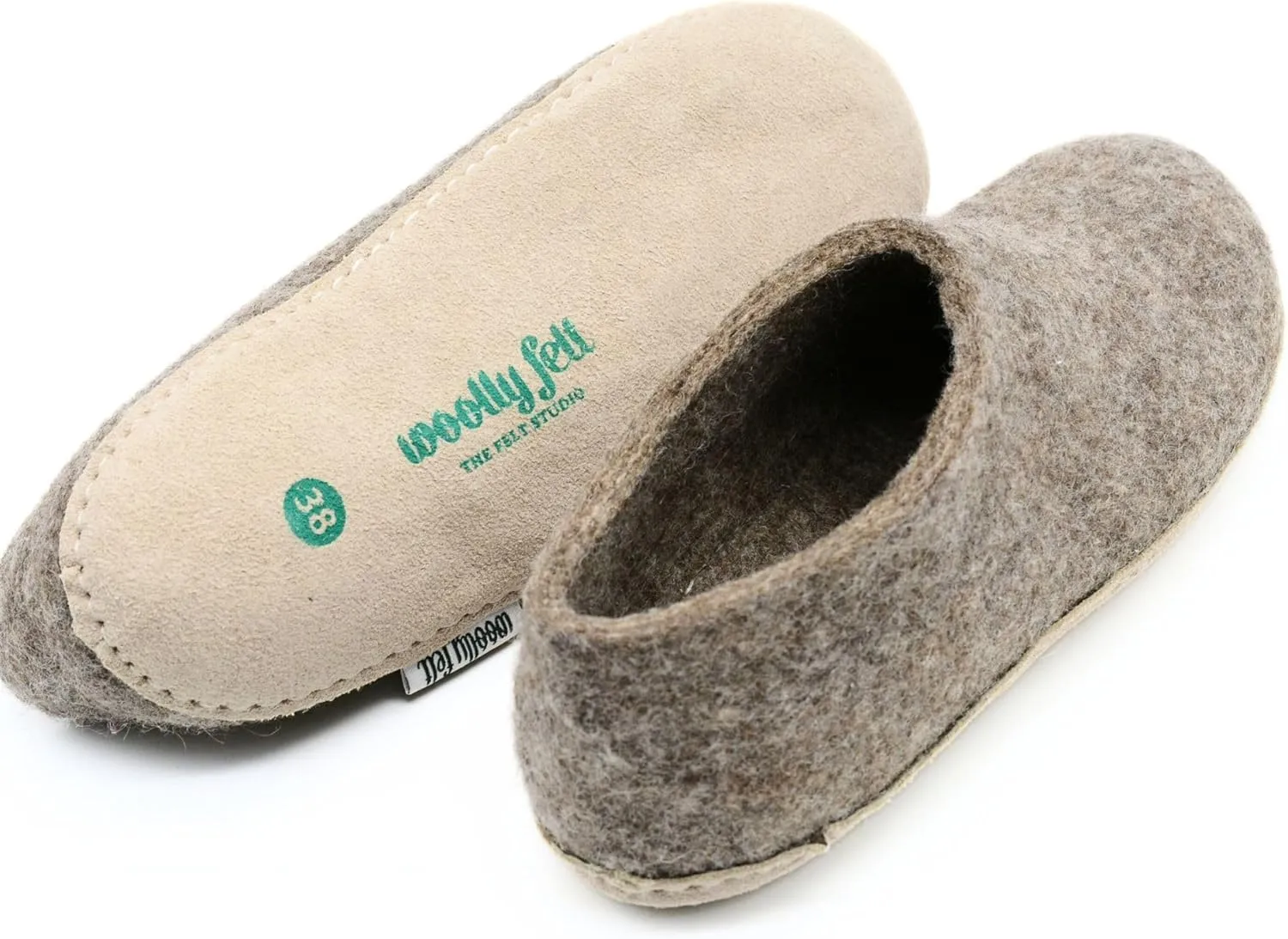 Marbled Brown Indoor Shoes, Pure Merino Wool Adult Slip On Shoes, Slippers