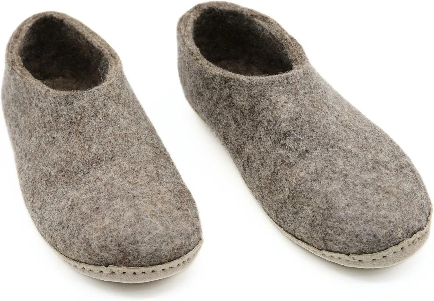 Marbled Brown Indoor Shoes, Pure Merino Wool Adult Slip On Shoes, Slippers