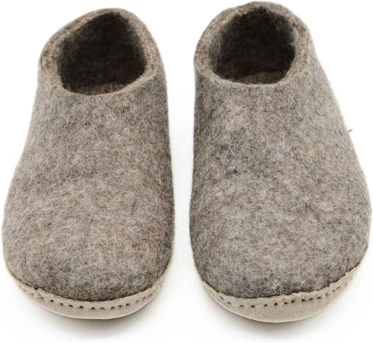 Marbled Brown Indoor Shoes, Pure Merino Wool Adult Slip On Shoes, Slippers