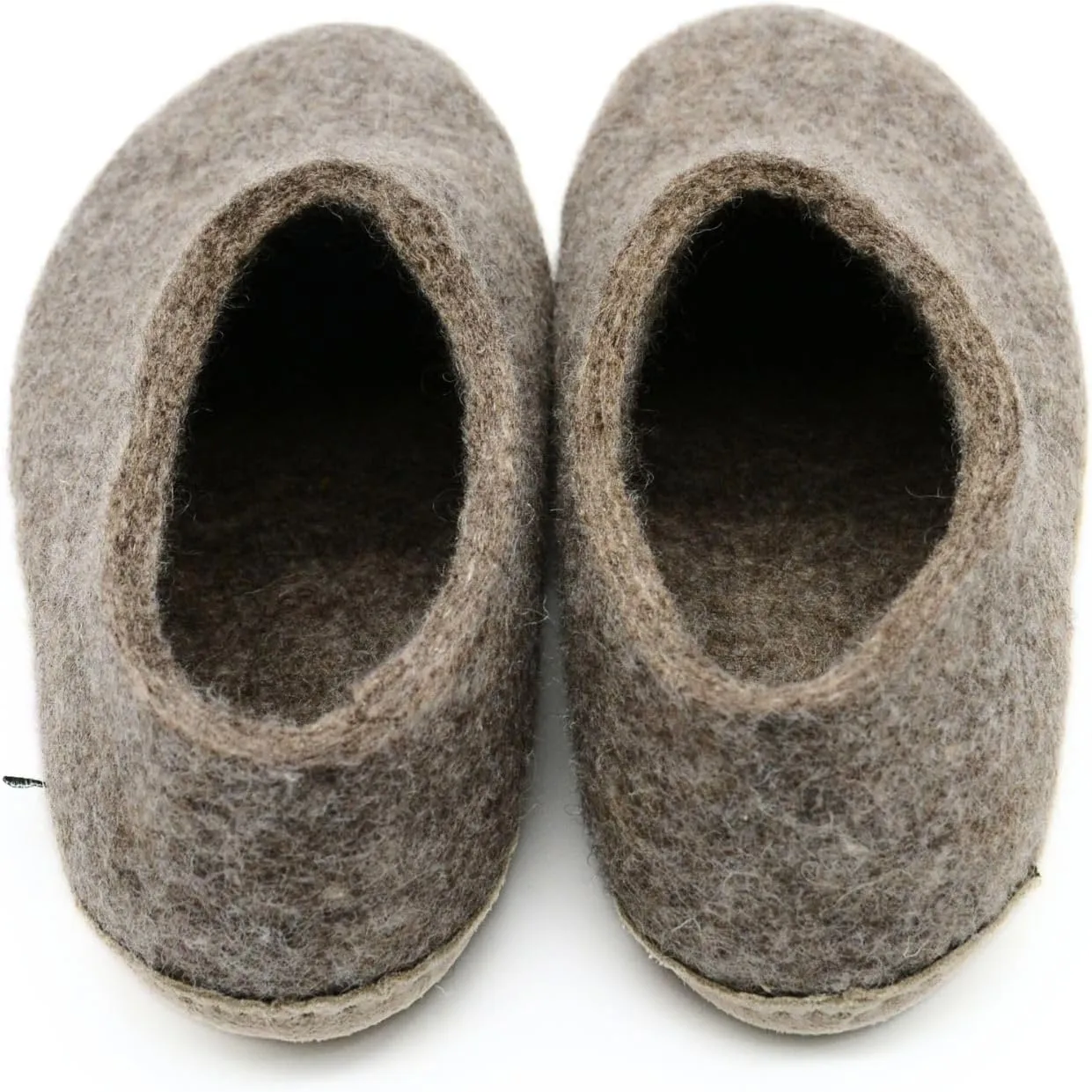 Marbled Brown Indoor Shoes, Pure Merino Wool Adult Slip On Shoes, Slippers