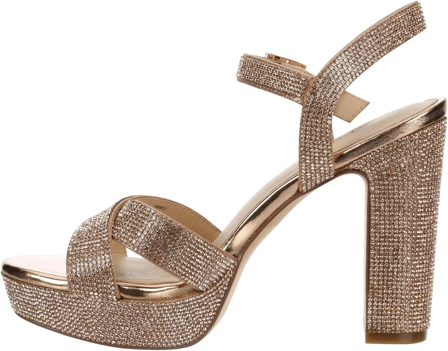 Maripe Leilani - Women's Open Toe Chunky High Heel Ankle Strap Rhinestone Platform Sandals