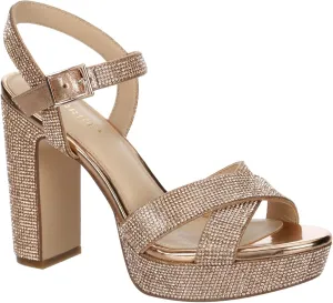 Maripe Leilani - Women's Open Toe Chunky High Heel Ankle Strap Rhinestone Platform Sandals