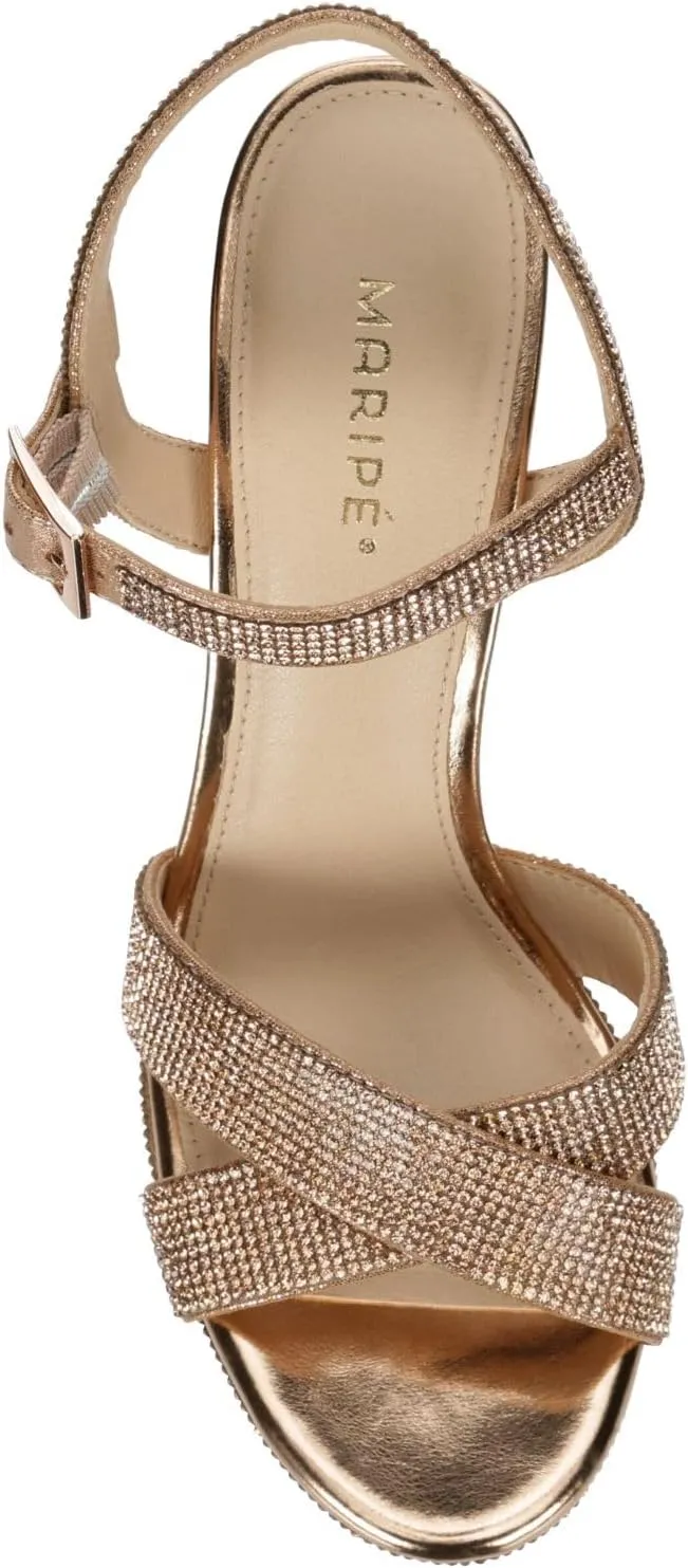 Maripe Leilani - Women's Open Toe Chunky High Heel Ankle Strap Rhinestone Platform Sandals