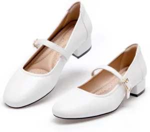 Mary Jane Shoes Low Heels Dress Pumps for Women With Adjustable Ankle Strap - 2 Inch Chunky Heel for Dressy Casual Occasions