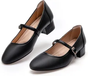 Mary Jane Shoes Low Heels Dress Pumps for Women With Adjustable Ankle Strap - 2 Inch Chunky Heel for Dressy Casual Occasions